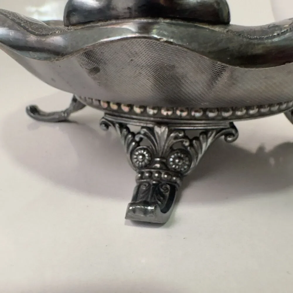 Silver pate James Tufts Tidbit Bowl Handled 1850 to 1890 Vintage True‎ Antique